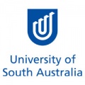 Blue shield with interlocking Us